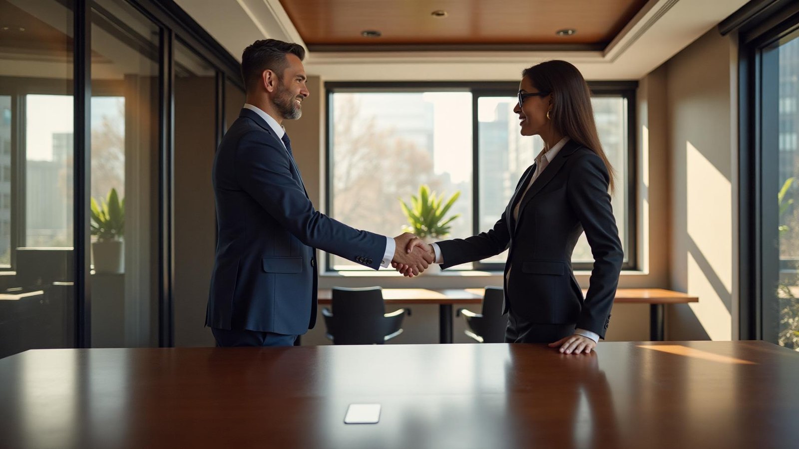 A meeting in a private office